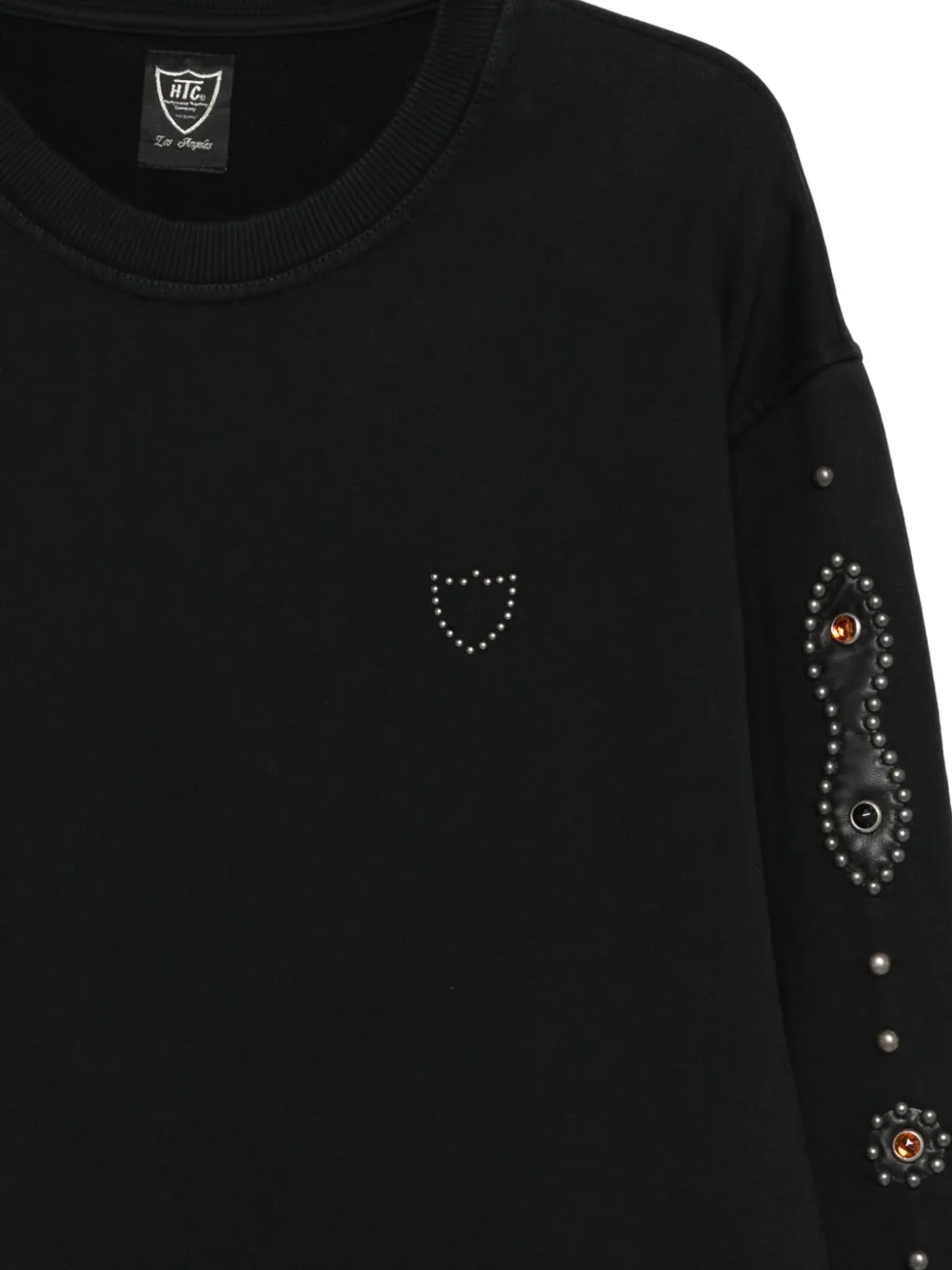 Htc Los Angeles Mustache sweater verfraaid met studs Zwart