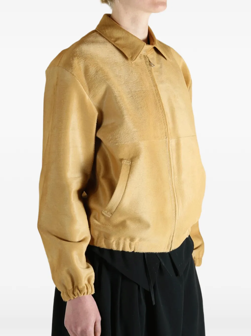 Auralee Leren jack met rits Beige