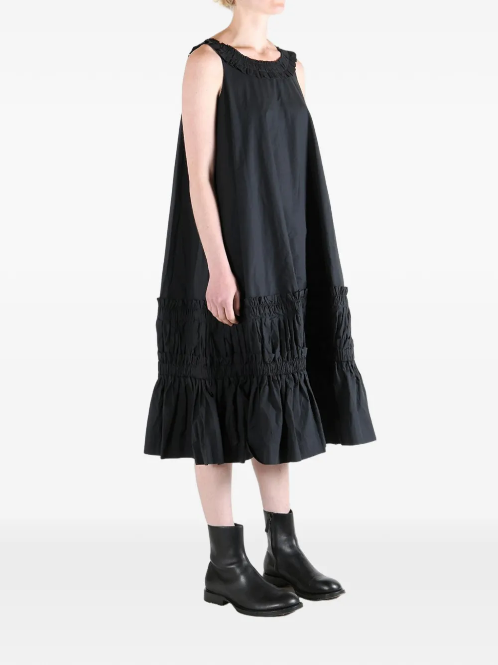  Casey Casey Vestido Midi Con Volantes - Negro 