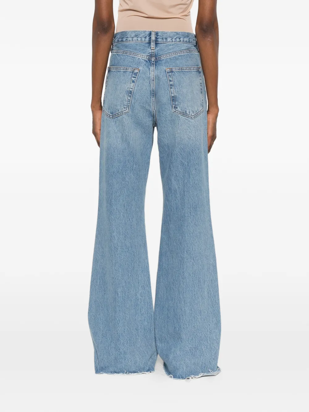 FRAME The Lax gerafelde jeans met wijde pijpen Blauw