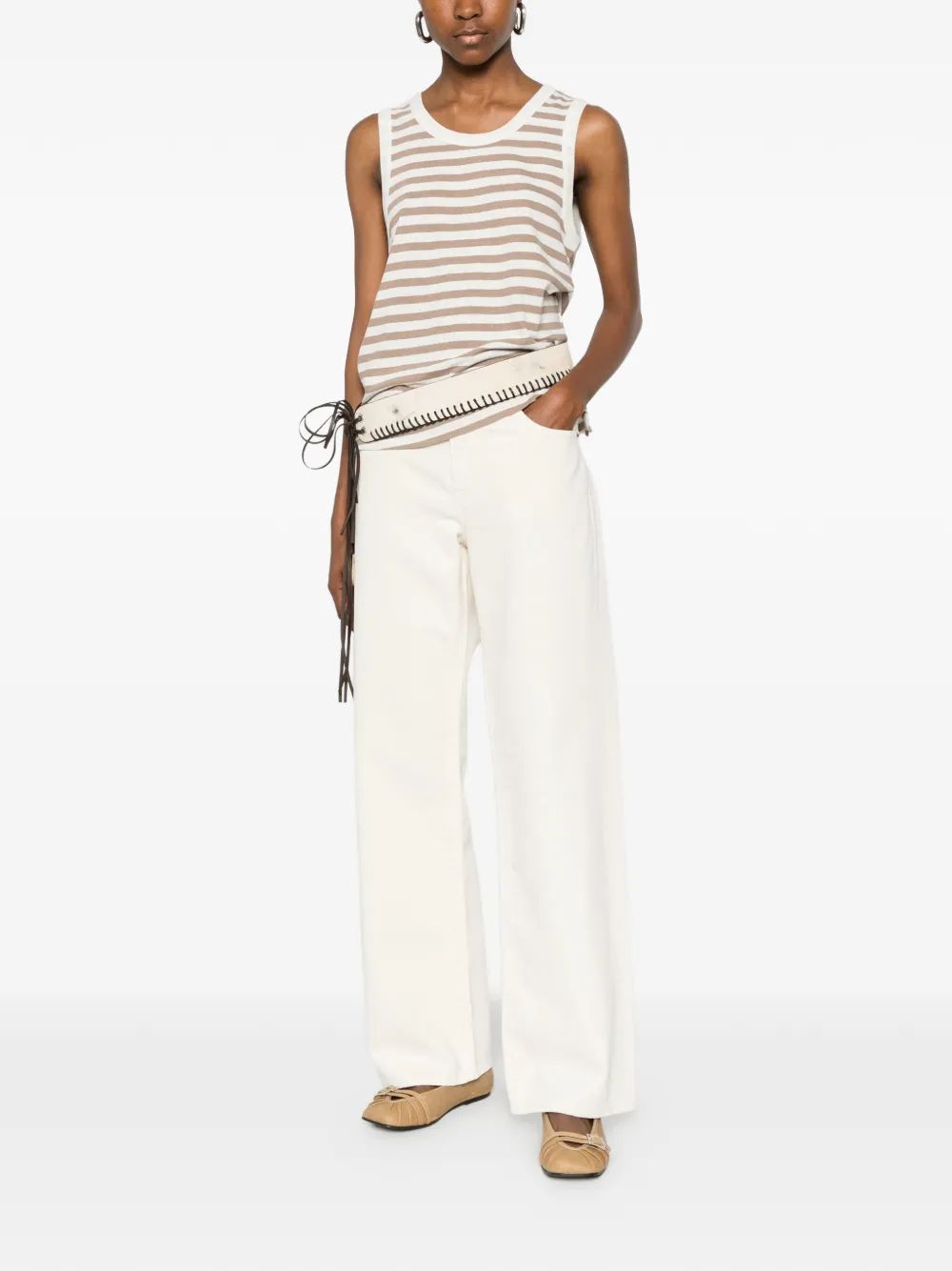 FRAME The Saturday jeans met wijde pijpen Wit