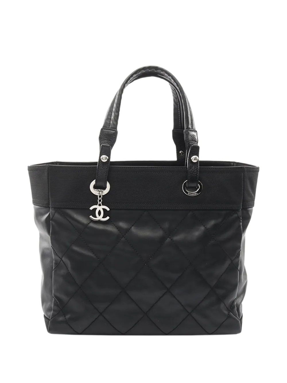 CHANEL Pre-Owned 2012 Large Quilted Coated Canvas Paris Biarritz tote bag - Nero