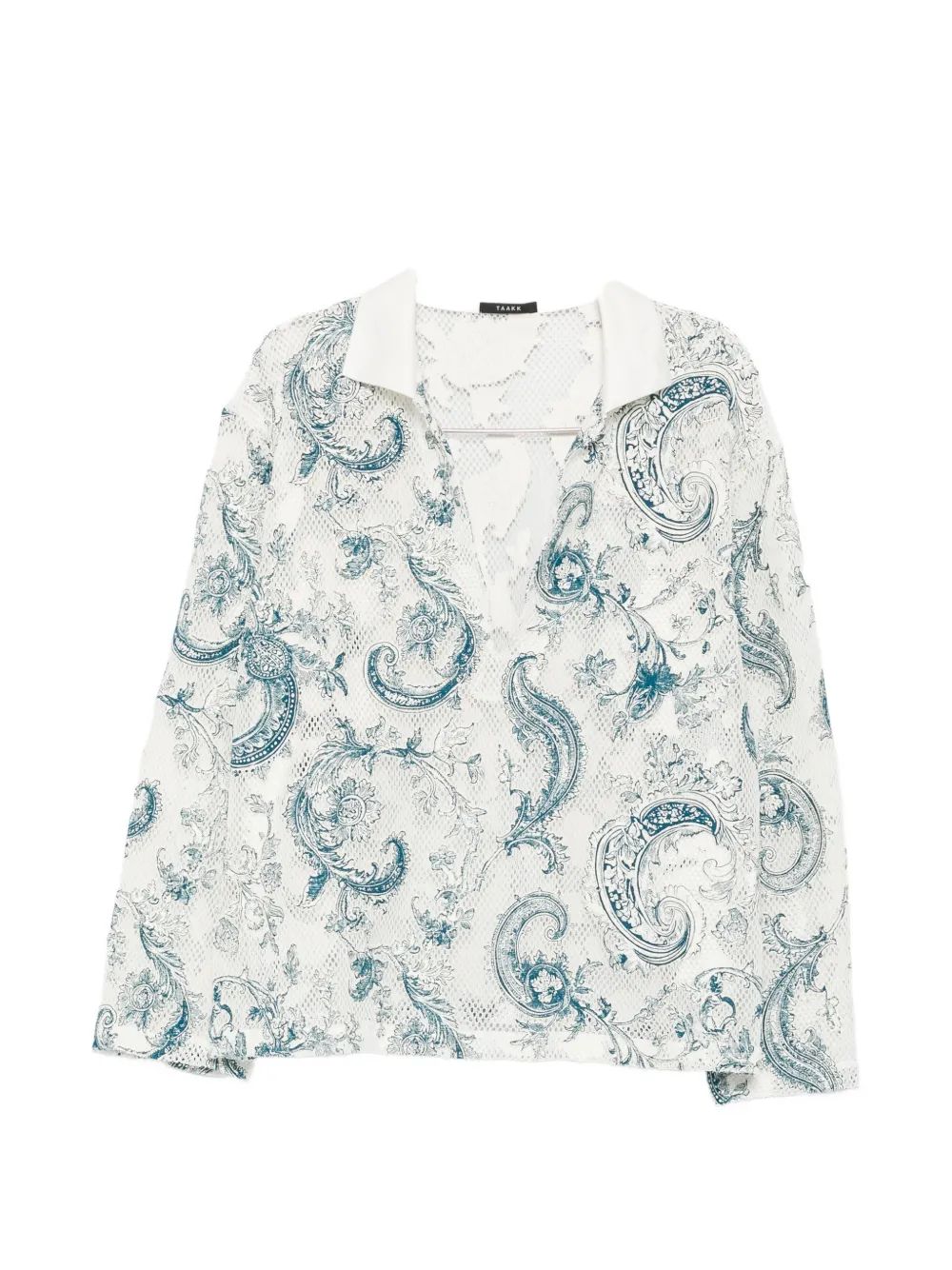 Taakk paisley-print mesh shirt - Bianco
