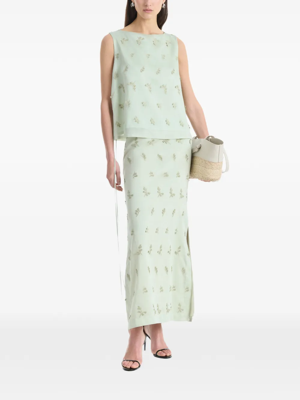 Altuzarra Rok met geborduurde bloemen Groen