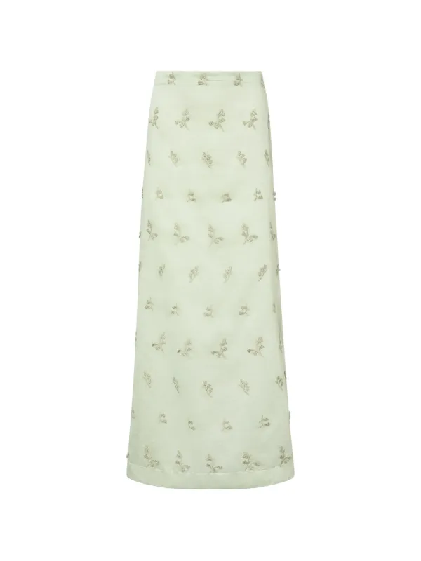 Altuzarra Floral-embroidered Skirt in Green
