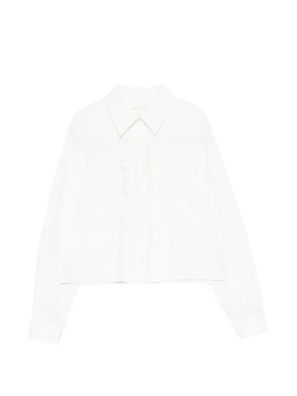 Shushu/Tong Ruffled Lace-trim Shirt in White