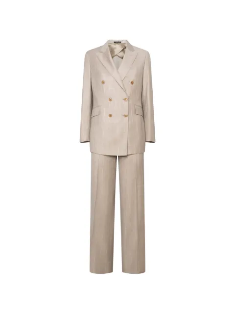 FRANZESE COLLECTION Lady Diana 双排扣细条纹西装套装