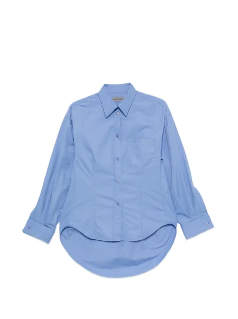 Balenciaga camisa con logo bordado y dobladillo curvo