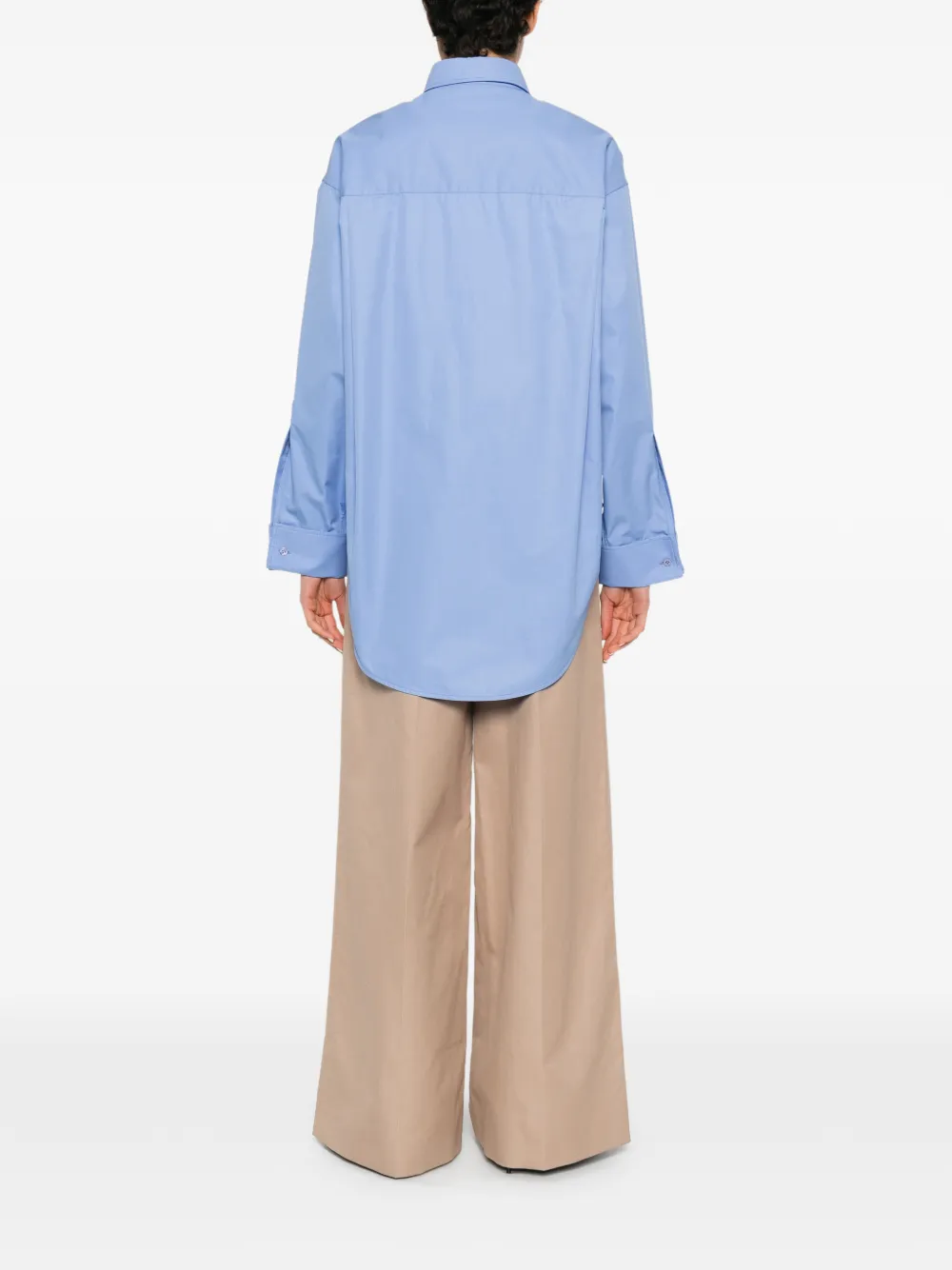 Balenciaga Overhemd met geborduurd logo en gewelfde afwerking Blauw