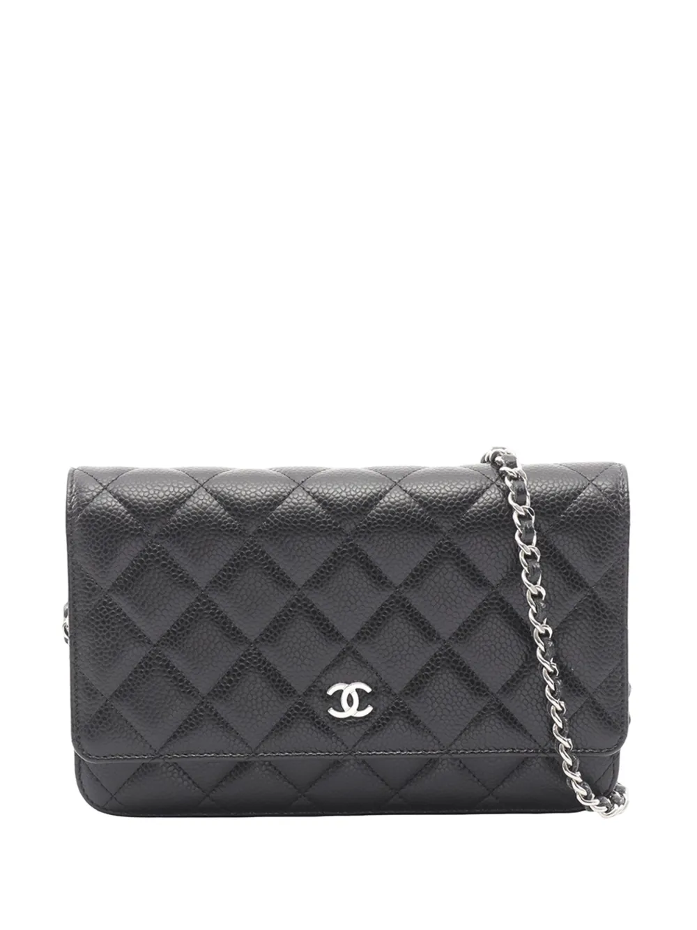 CHANEL Pre-Owned 2021-2026 CC Quilted Caviar Wallet on Chain crossbody bag - Nero