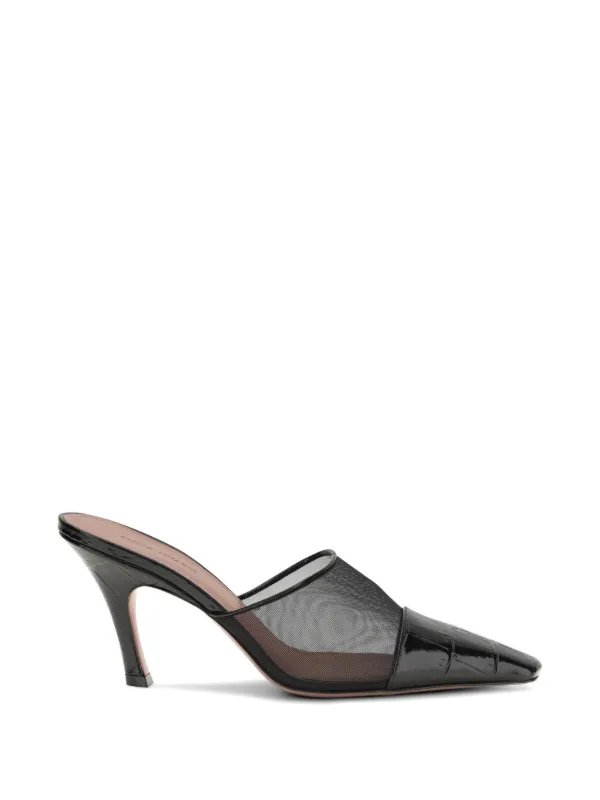 Amina Muaddi Jamie Mesh Mules in White