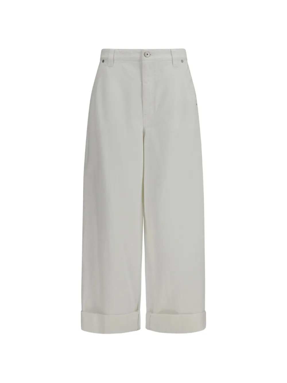 Brunello Cucinelli wide-leg turn-up trousers - Bianco