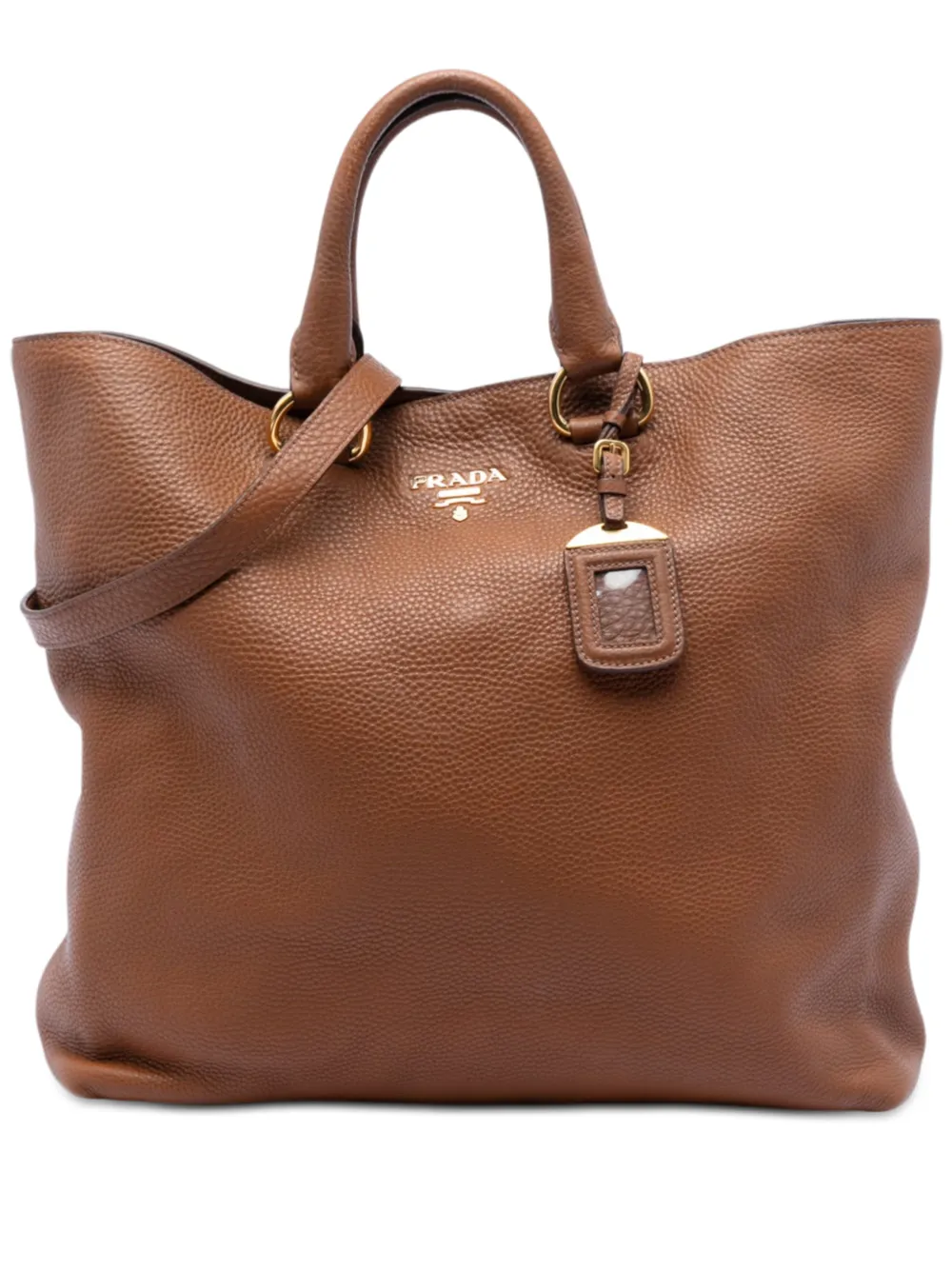 Prada Pre-Owned 2013-2026 Vitello Daino Open Convertible Tote satchel - Marrone