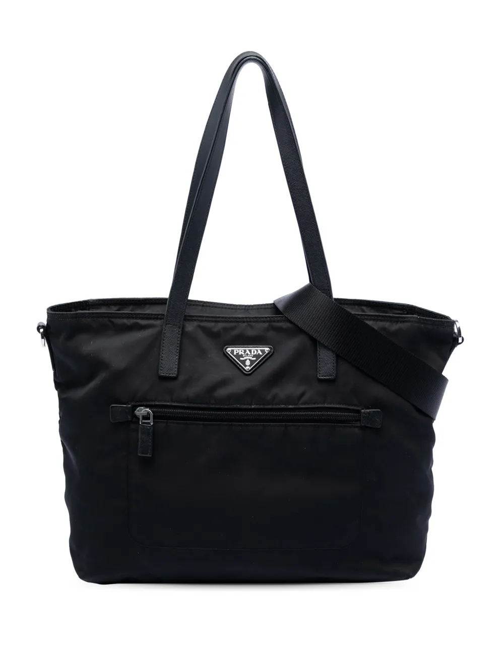 Prada Pre-Owned 2013-2025 Saffiano Trimmed Tessuto satchel - Nero