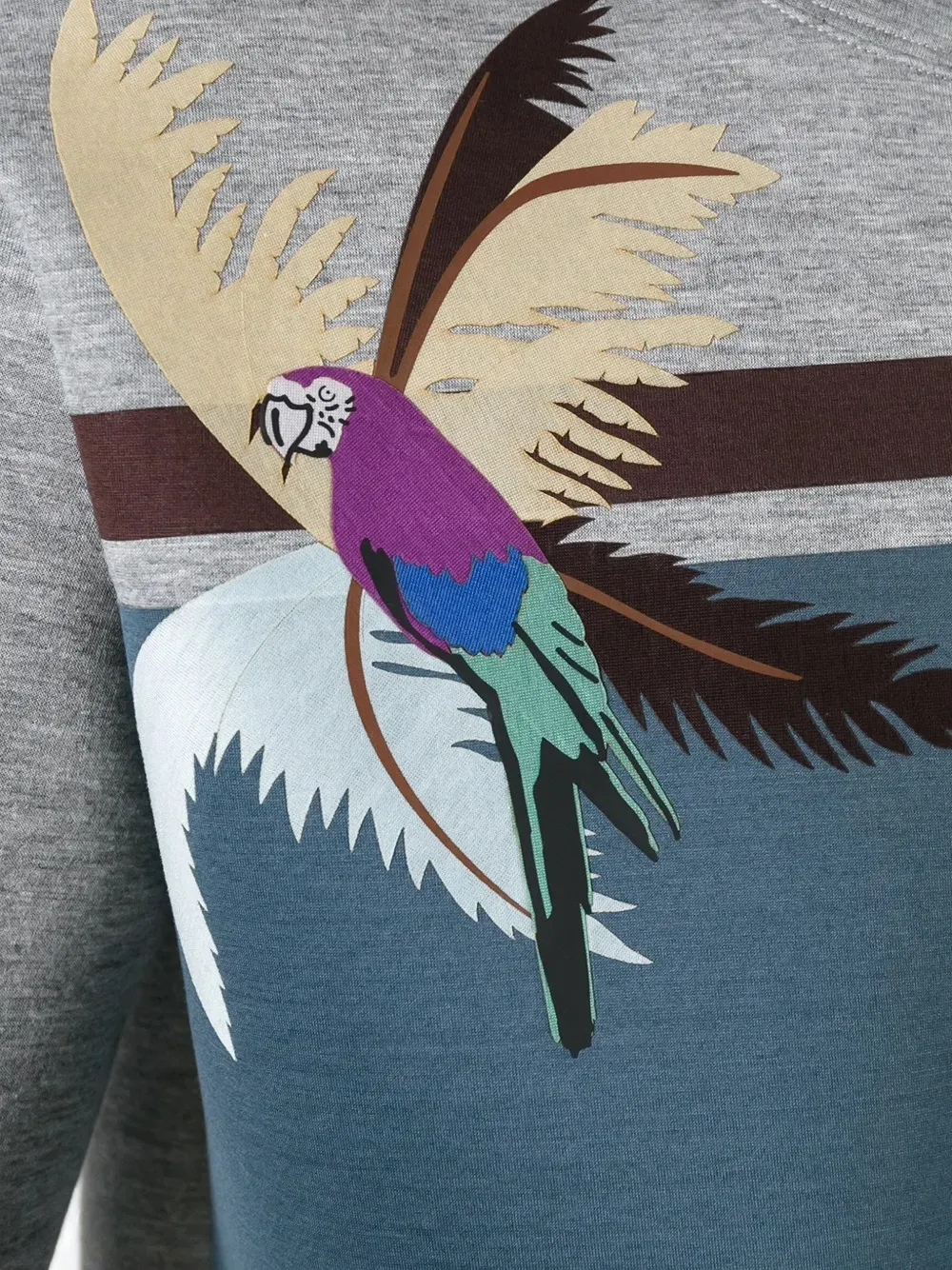 Valentino Garavani Gestreepte sweater met papegaaiprint Grijs