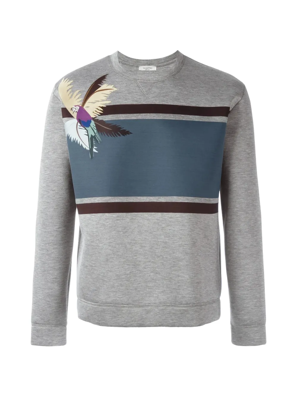 Valentino Garavani parrot-print striped sweatshirt - Grau