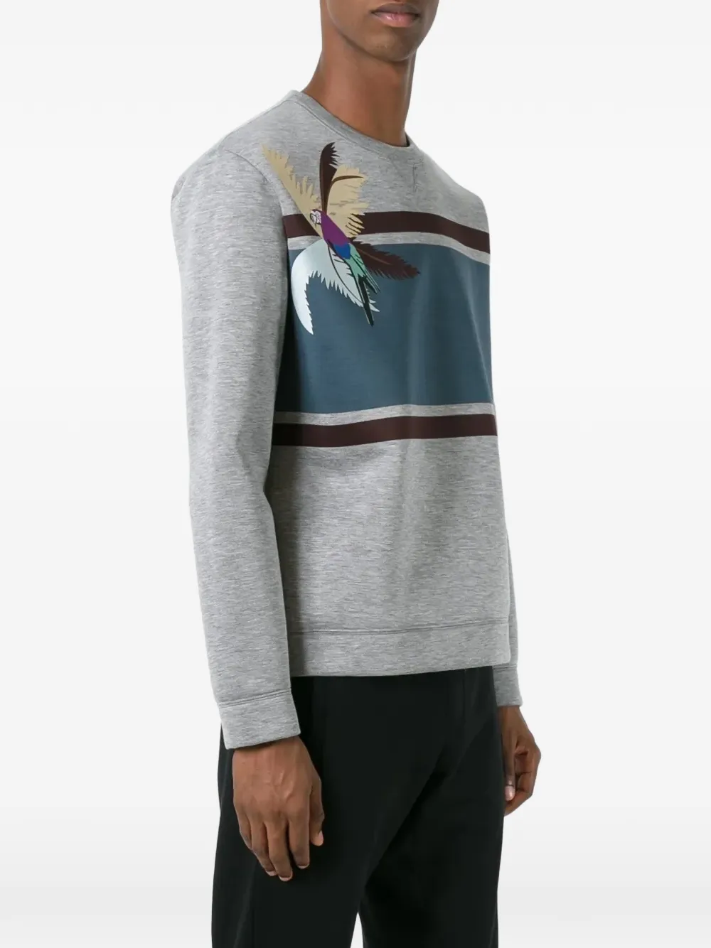 Valentino Garavani Gestreepte sweater met papegaaiprint Grijs