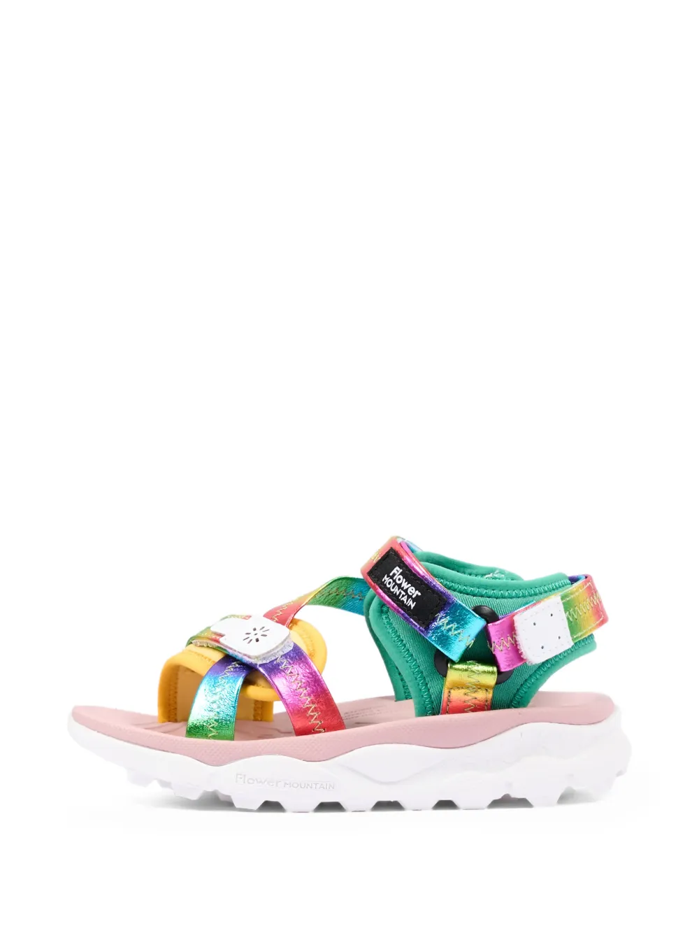 FLOWER MOUNTAIN KIDS Metallic sandalen met regenboogprint Groen