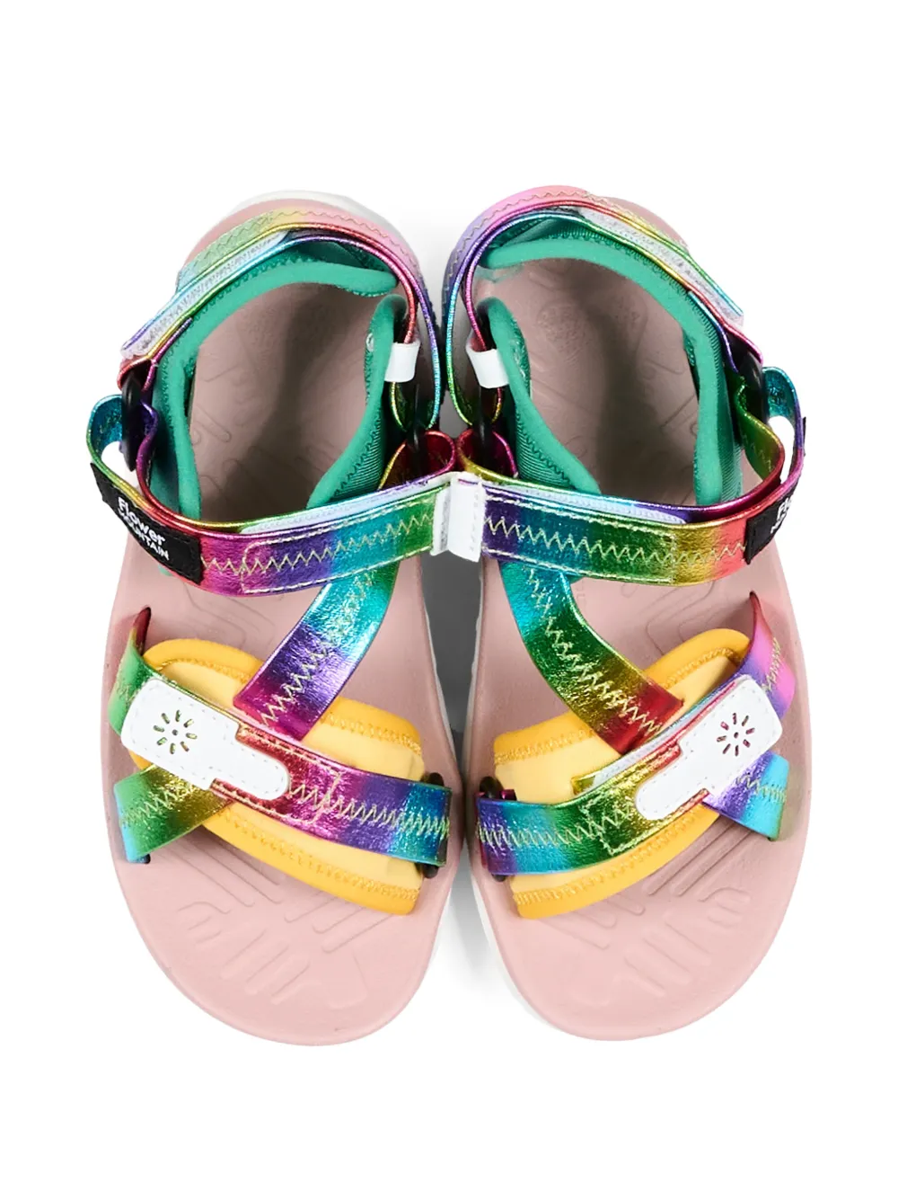 FLOWER MOUNTAIN KIDS Metallic sandalen met regenboogprint Groen