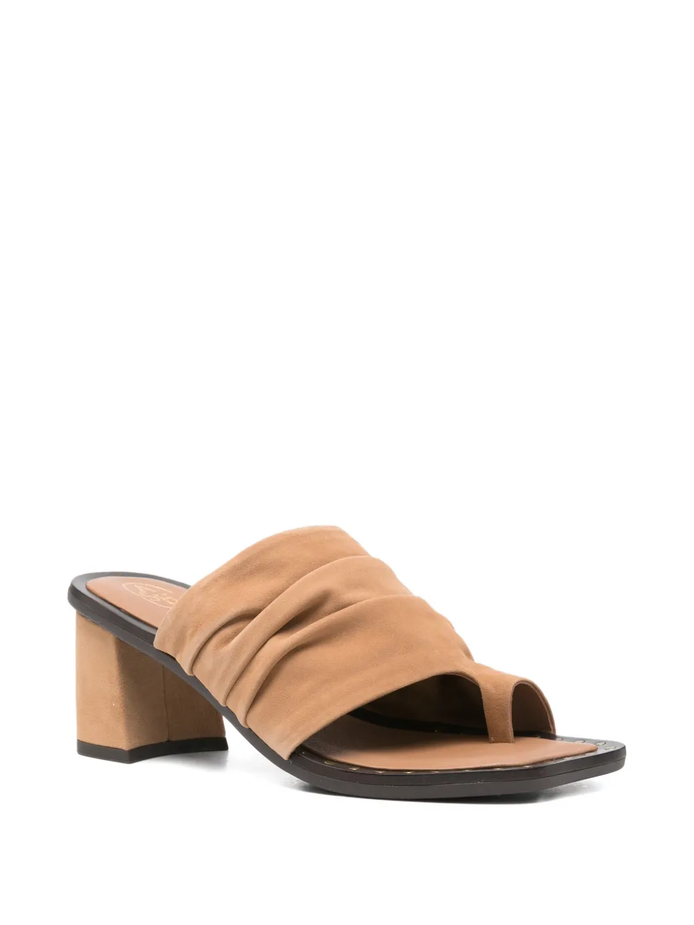 Ash Corine ruched toe-strap sandals Beige