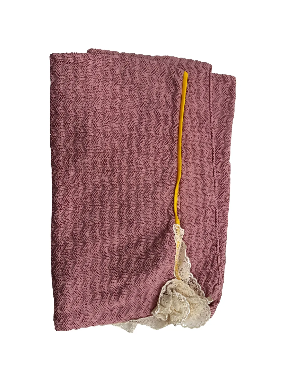 Gensami kids lace-trim wave-knit blanket - Rosa