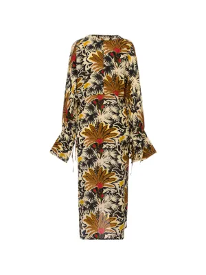 knee length dresses for ladies Anjuna Printed Cotton Blend Silk Maxi Dress  Balardi
