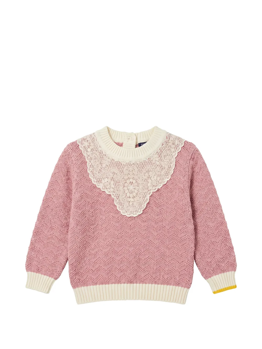 Gensami kids lace-trimmed chevron-knit sweater - Rosa