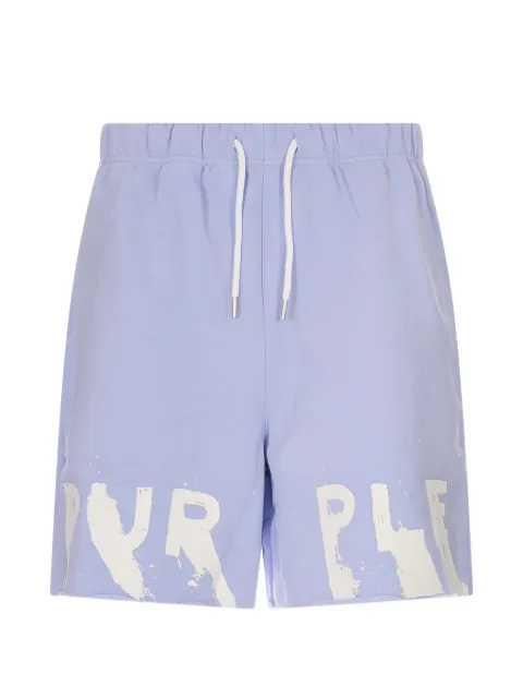 Purple Brand logo-print raw-edge shorts