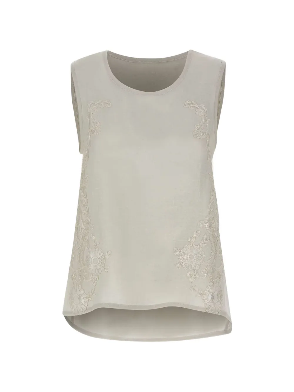 MAURIZIO MYKONOS lace-embroidered sleeveless blouse - Toni neutri