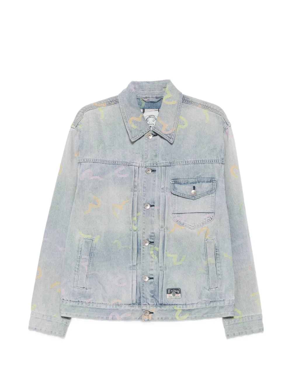 EVISU Inda Seagull-print denim jacket - Blu