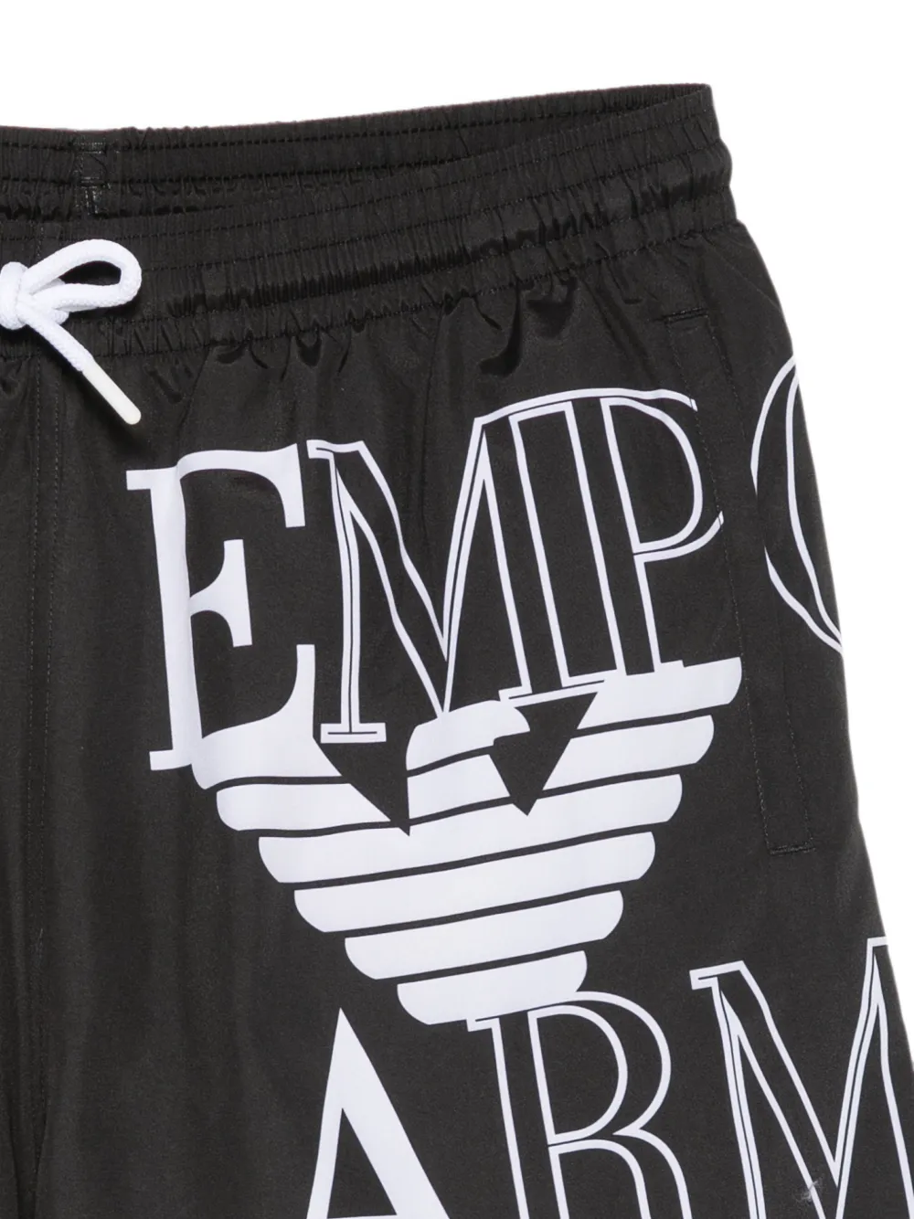 Emporio Armani Zwembroek met logoprint en trekkoord Zwart