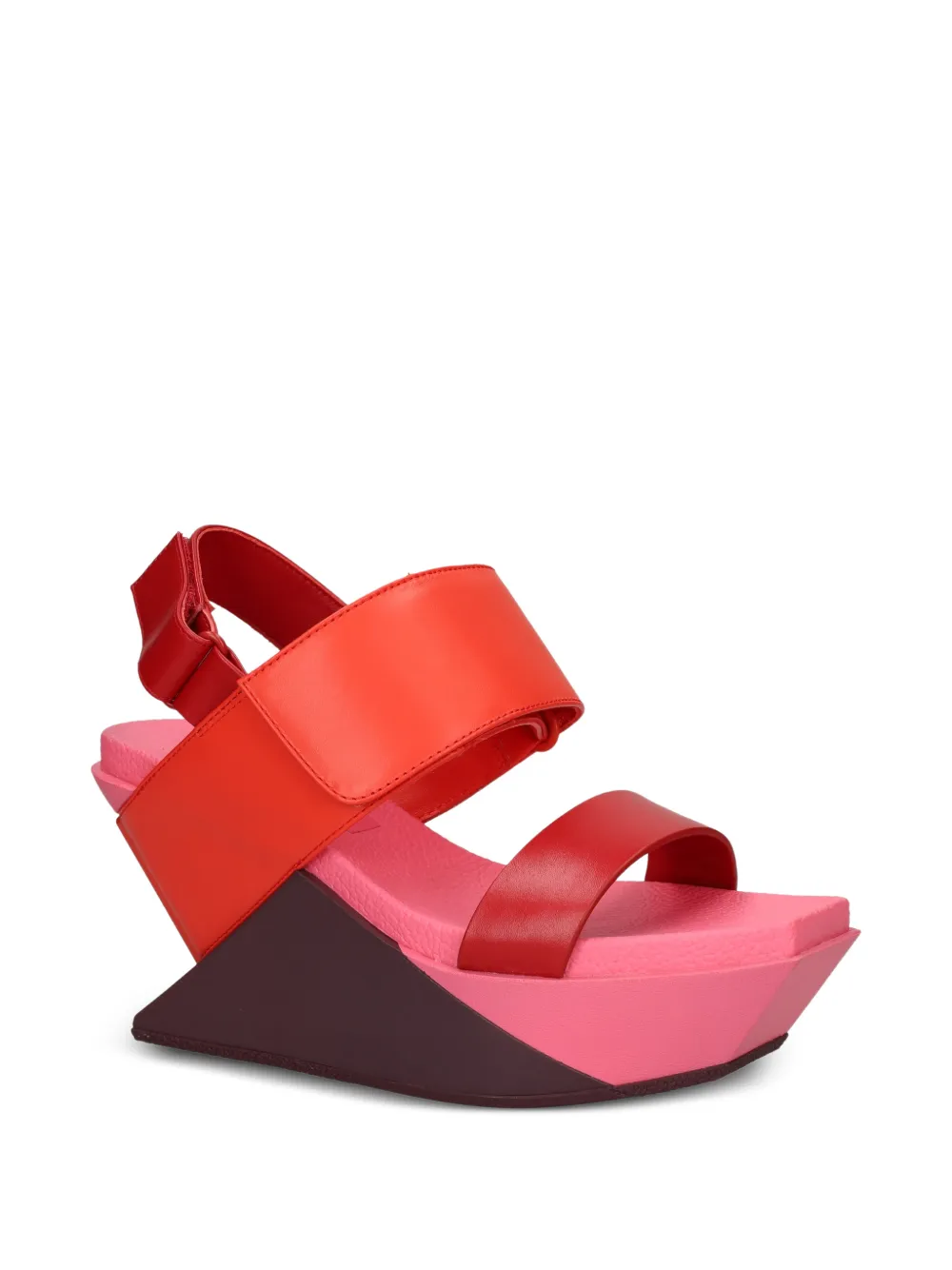 United Nude Delta Wedge sandalen met klittenband en sleehak Rood