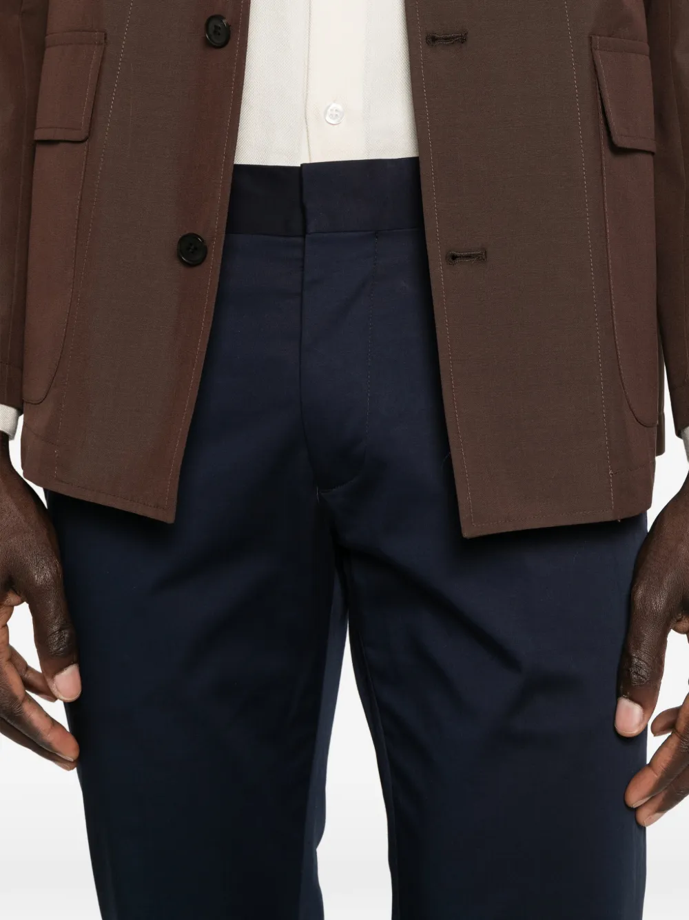 Entre Amis Senna broek met riemlussen Blauw