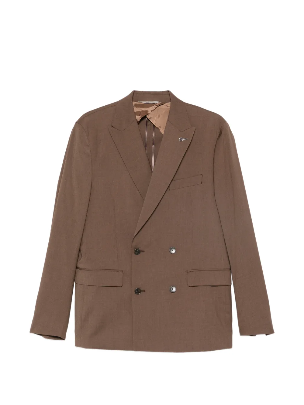 Paoloni double-breasted peaked-lapel suit - Marrone