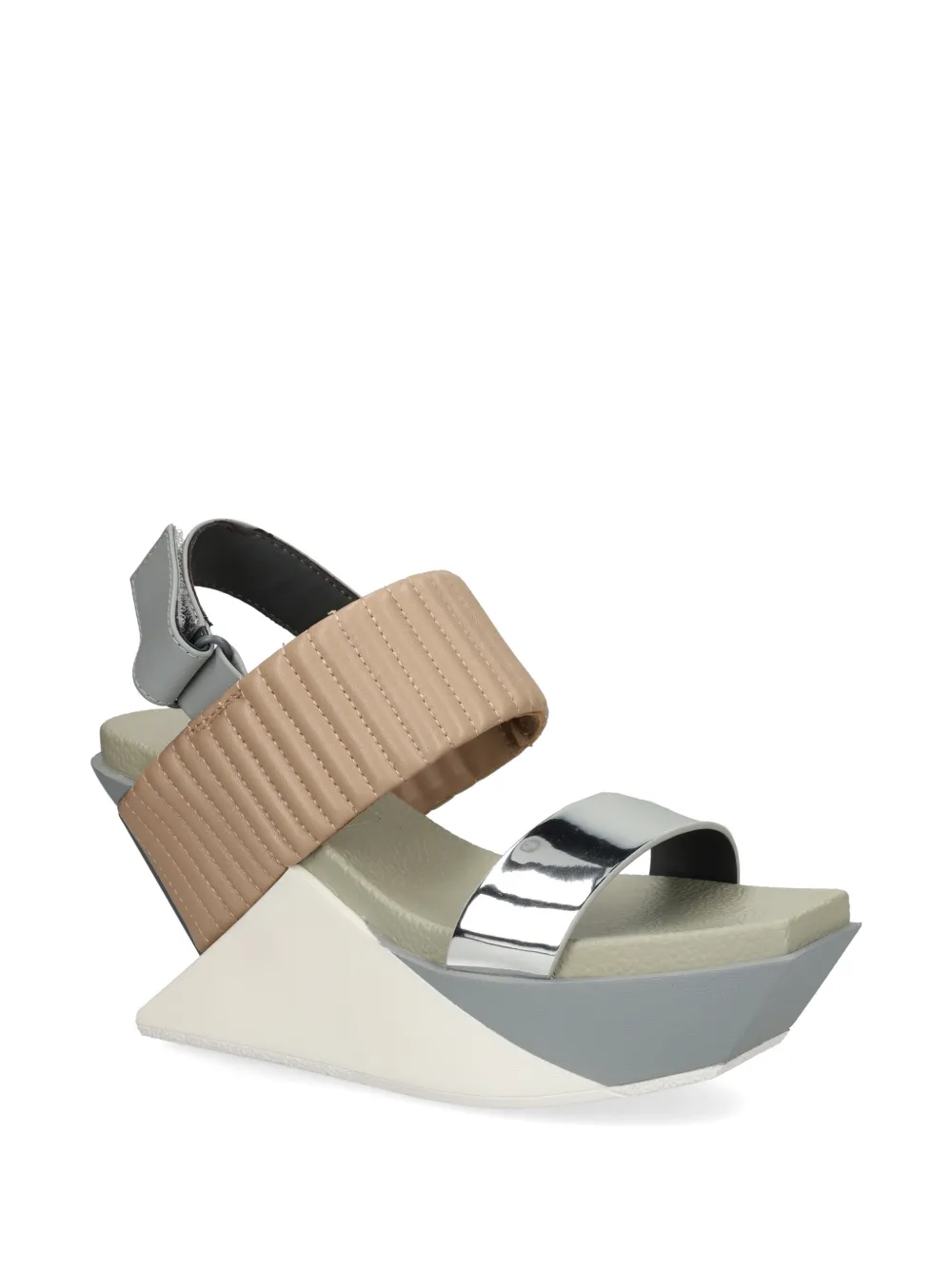 United Nude Delta Wedge Puffier gewatteerde metallic sandalen Grijs