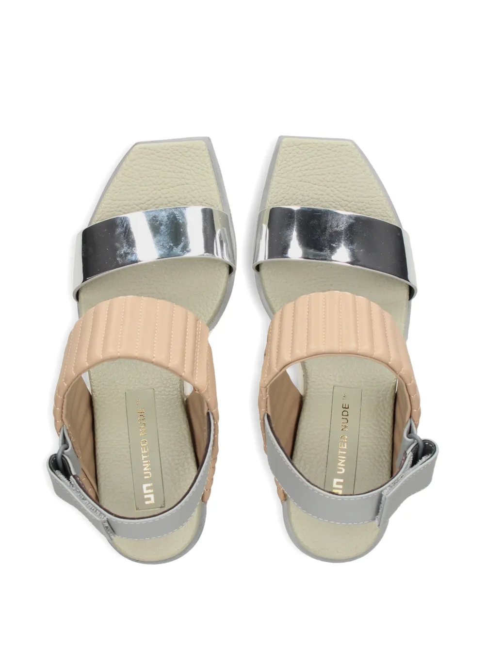 United Nude Delta Wedge Puffier gewatteerde metallic sandalen Grijs