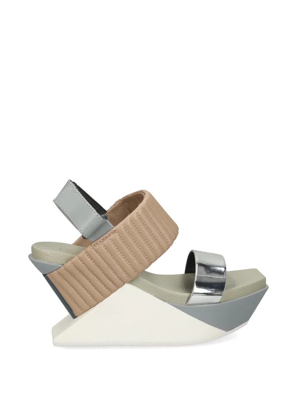 United Nude Delta Wedge Puffier quilted metallic sandals - Grigio