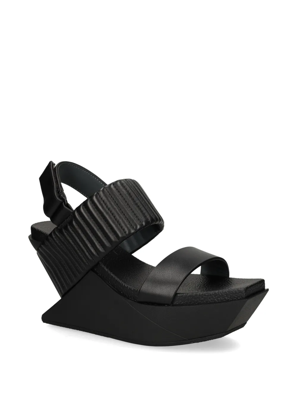United Nude Delta Wedge Puffier gewatteerde sandalen met klittenband Zwart