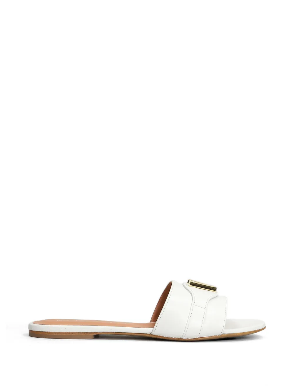 Via Roma 15 logo leather flat sandals - Weiß