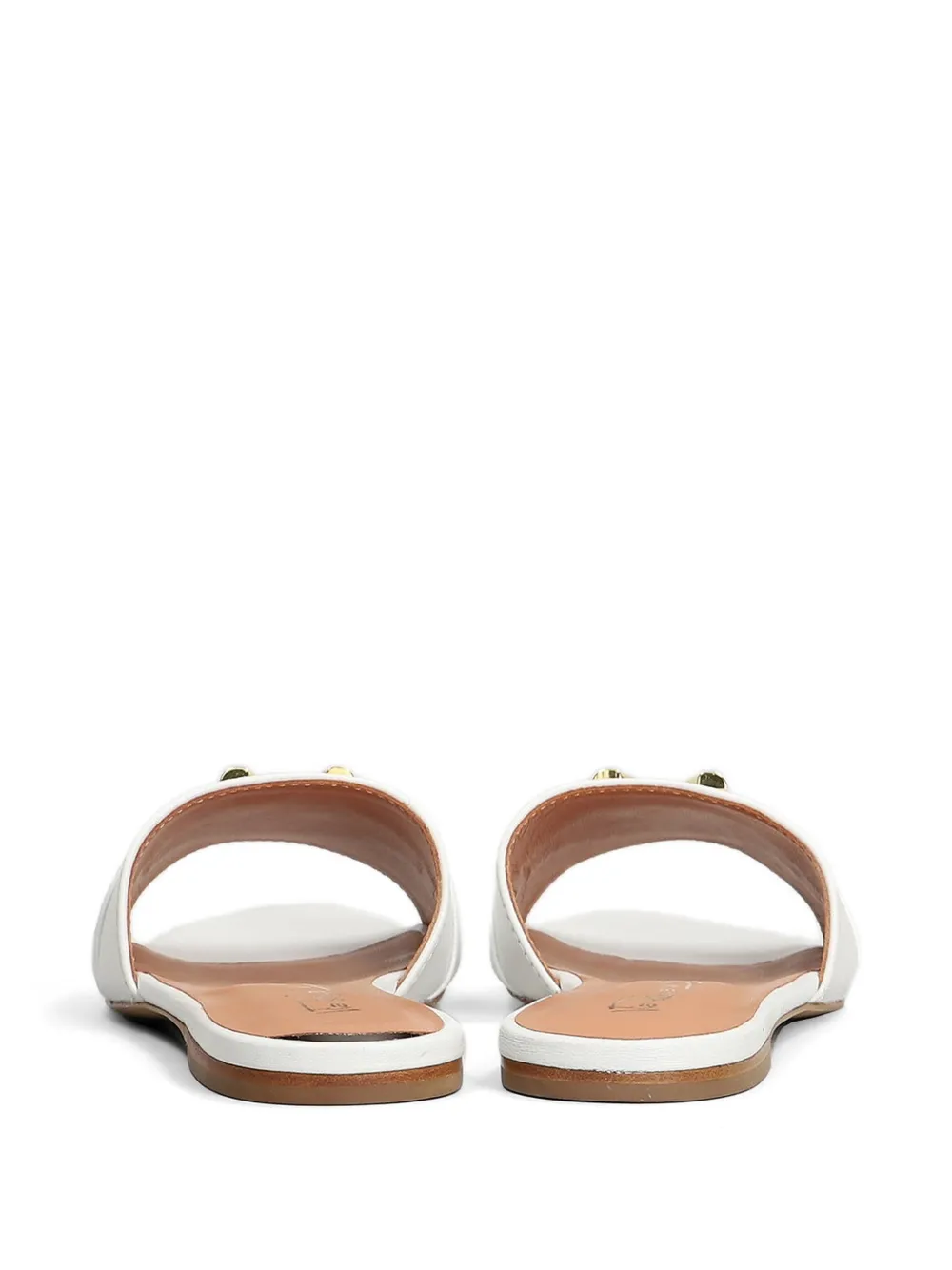 Via Roma 15 logo leather flat sandals Wit