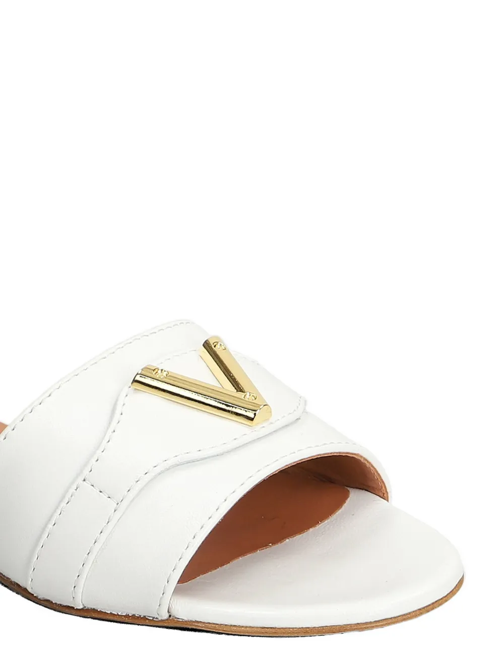 Via Roma 15 logo leather flat sandals Wit