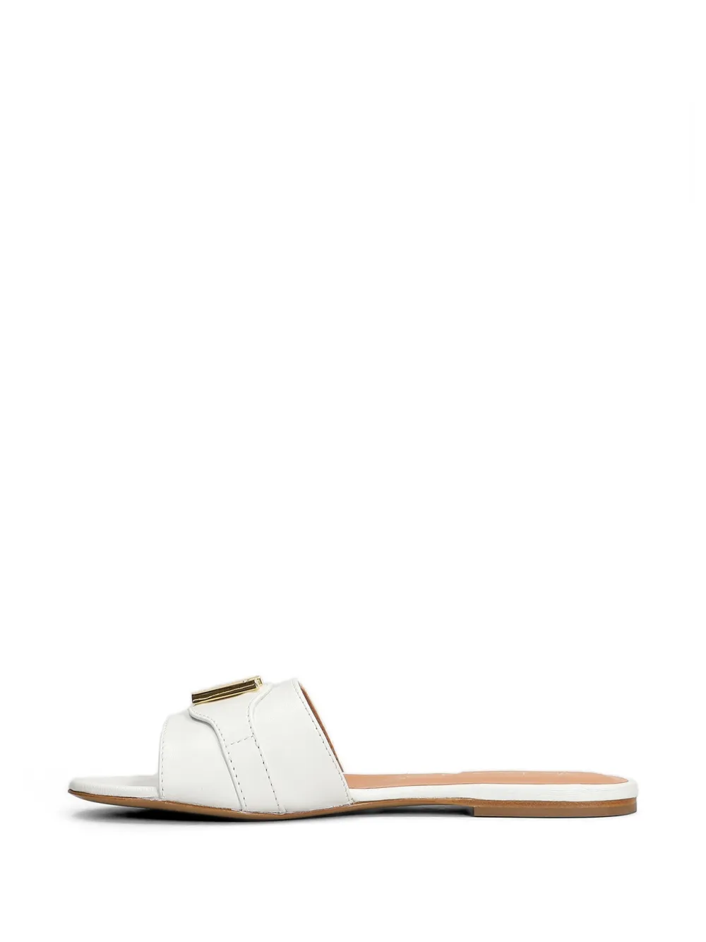 Via Roma 15 logo leather flat sandals Wit