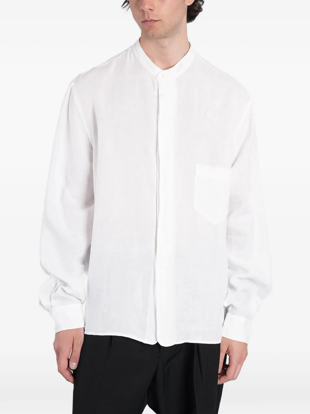 Grifoni mandarin-collar chest-pocket shirt - Bianco