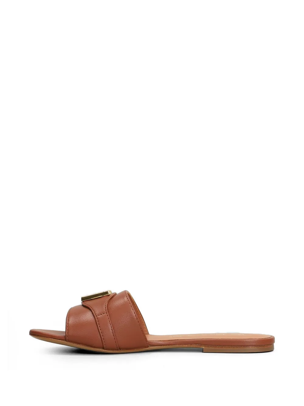 Via Roma 15 logo-plaque leather flat sandals Bruin