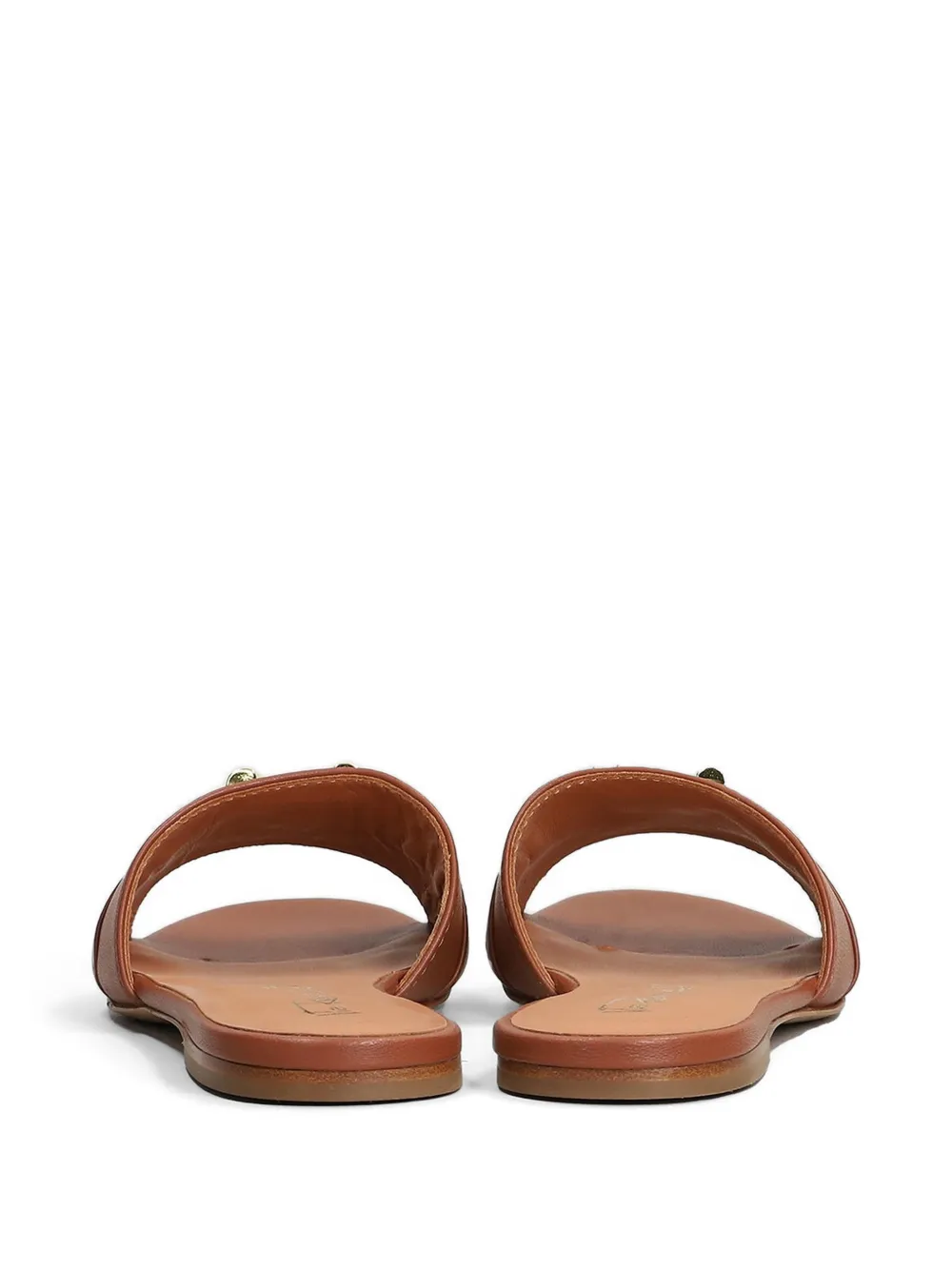 Via Roma 15 logo-plaque leather flat sandals Bruin