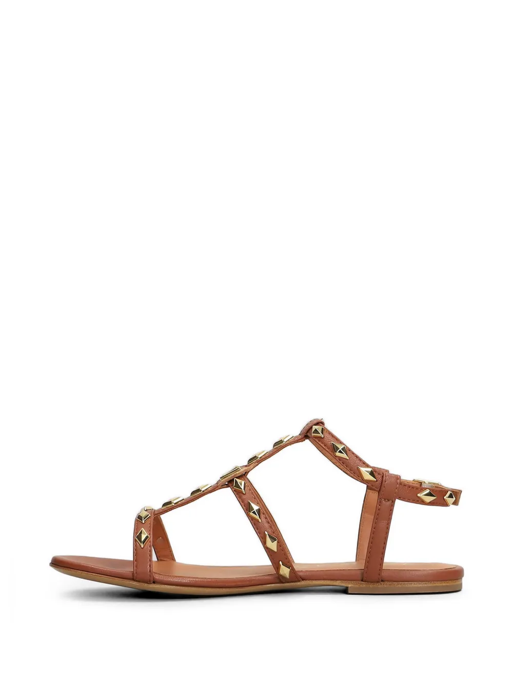 Via Roma 15 stud-embellished leather sandals Beige