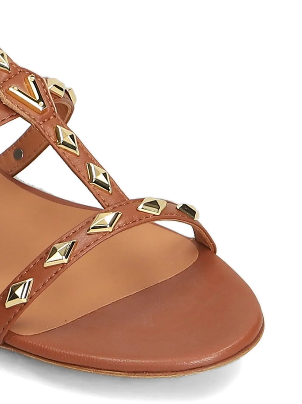 Via Roma 15 stud-embellished leather sandals Beige