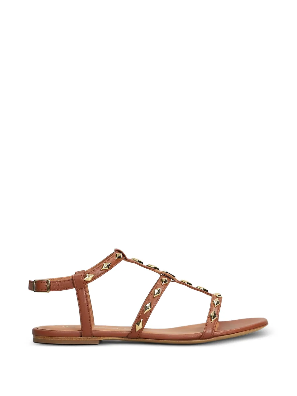 Via Roma 15 stud-embellished leather sandals Beige