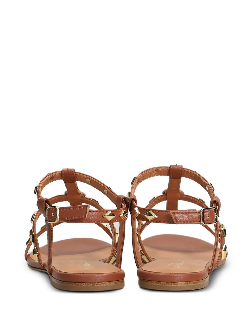 Via Roma 15 stud-embellished leather sandals Beige