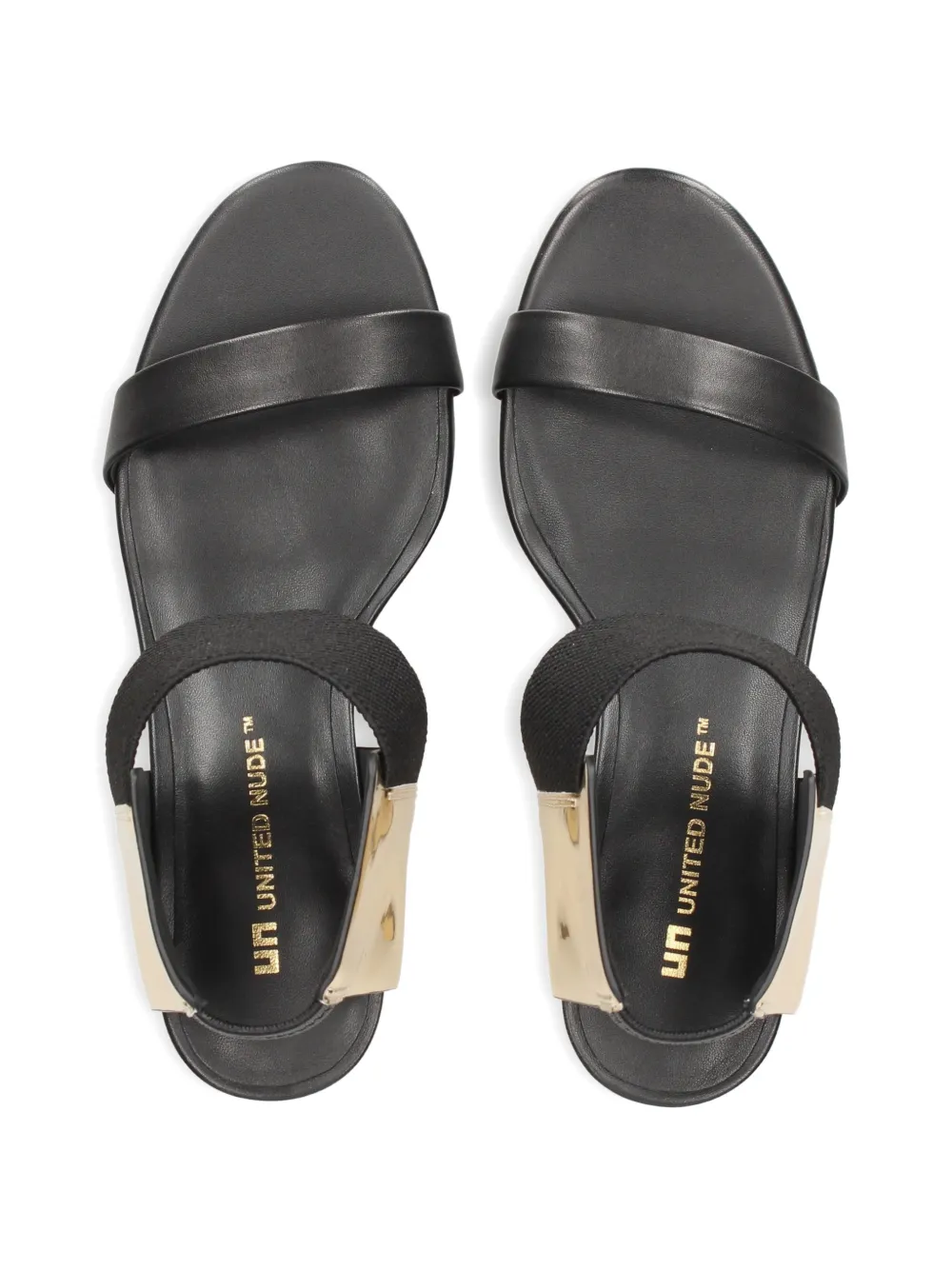 United Nude Raila Mid sandalen met metallic-effect en blokhak Zwart